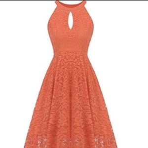 Orange Floral Lace Dress